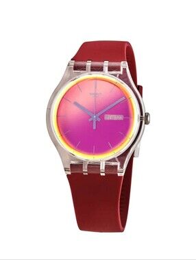 NWT In Box Swatch Polared SUOK717  with Pink Dial And New Guard NEW GENT